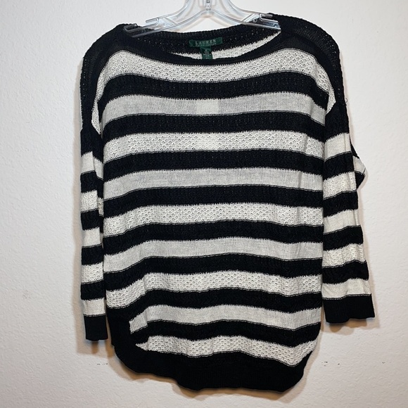 NWT Lauren Ralph Lauren Linen Blend Sweater – Size M – Nautical Coastal Style - Picture 1 of 9